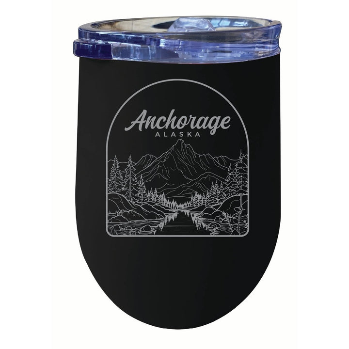 Anchorage Alaska Souvenir 12 oz Engraved Insulated Wine Stainless Steel Tumbler Image 4