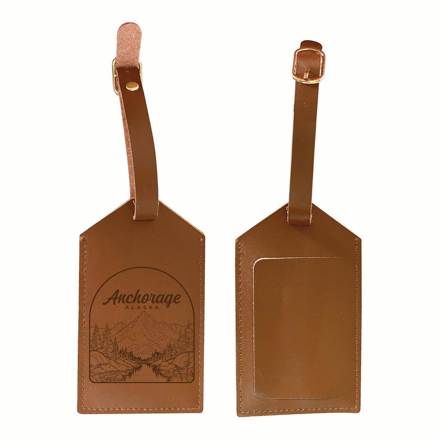 Anchorage Alaska Souvenir Engraved Leather Luggage Tag Image 1