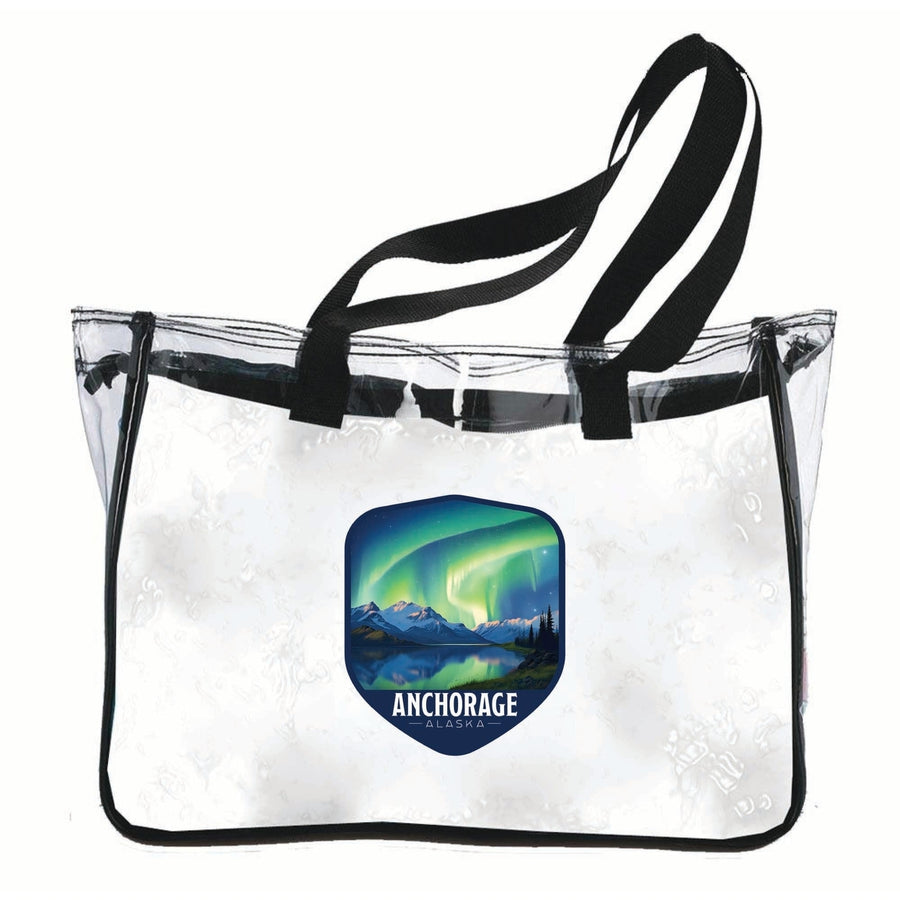 Anchorage Alaska Aurora Borealis Design Souvenir Clear Tote Bag Image 1