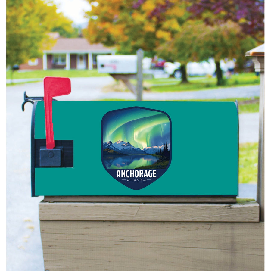 Anchorage Alaska Aurora Borealis Design Souvenir Magnetic Mailbox Cover Image 1