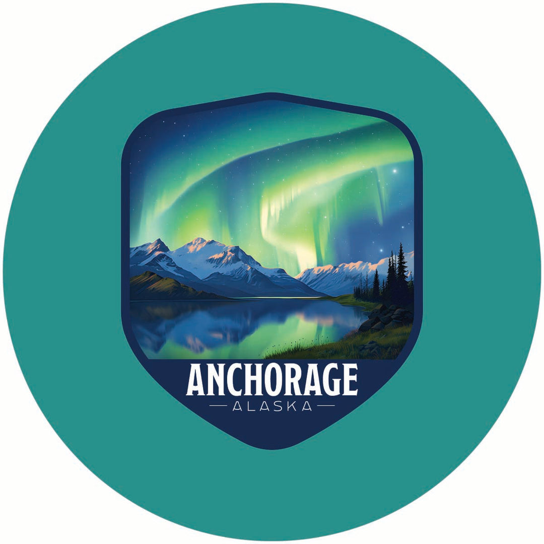 Anchorage Alaska Aurora Borealis Design Souvenir Coaster Paper 4 Pack Image 1