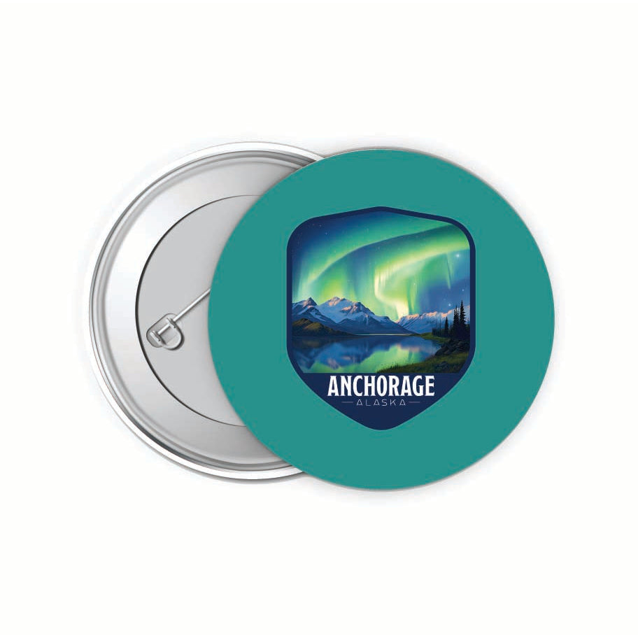 Anchorage Alaska Aurora Borealis Design Souvenir Small 2-Inch Button Pin 4 Pack Image 1