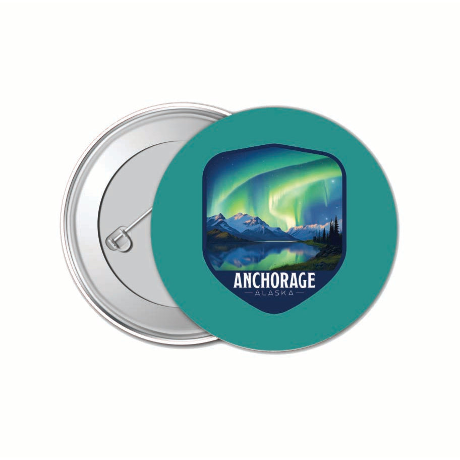 Anchorage Alaska Aurora Borealis Design Souvenir Small 1-Inch Button Pin 4 Pack Image 1