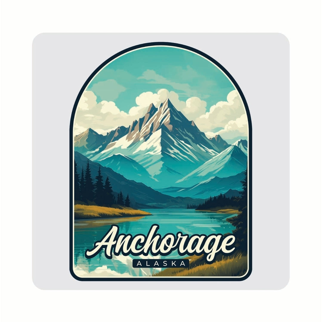 Anchorage Alaska Lake Mountain Design Souvenir 4x4-Inch Coaster Acrylic 4 Pack Image 1