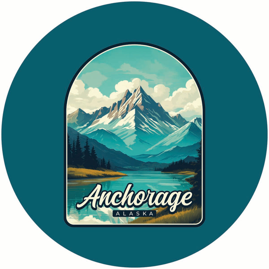 Anchorage Alaska Lake Mountain Design Souvenir Coaster Paper 4 Pack Image 1