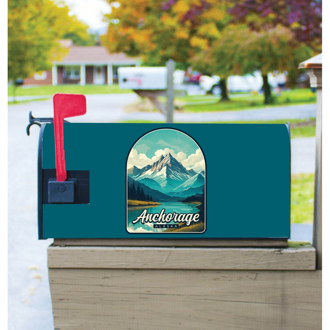 Anchorage Alaska Lake Mountain Design Souvenir Magnetic Mailbox Cover Image 1