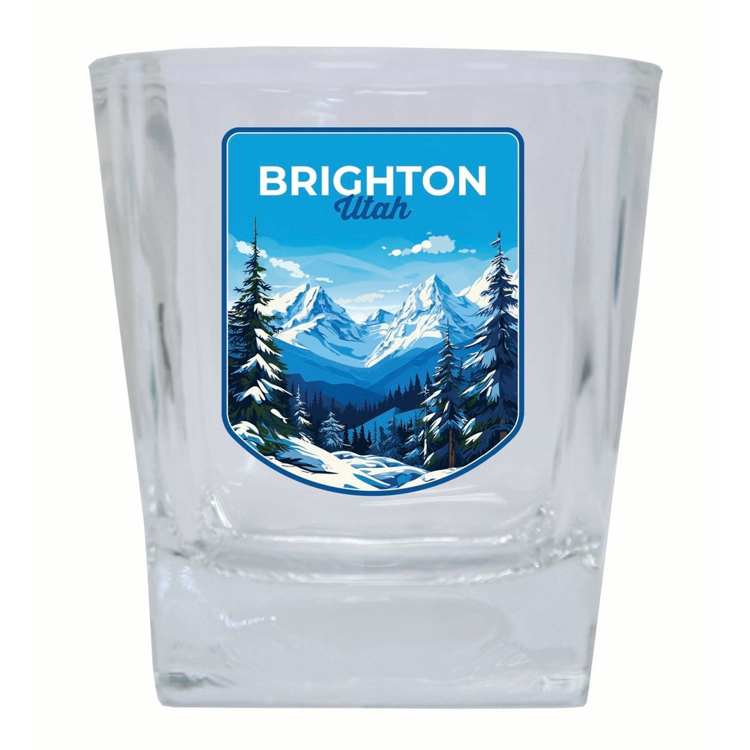 Brighton Utah Ski Resort Mountain Design Souvenir 10 oz Whiskey Glass Rocks Glass Image 1