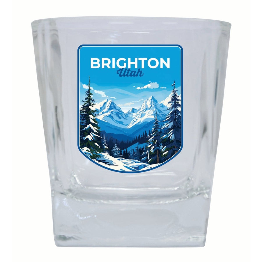 Brighton Utah Ski Resort Mountain Design Souvenir 10 oz Whiskey Glass Rocks Glass Image 1