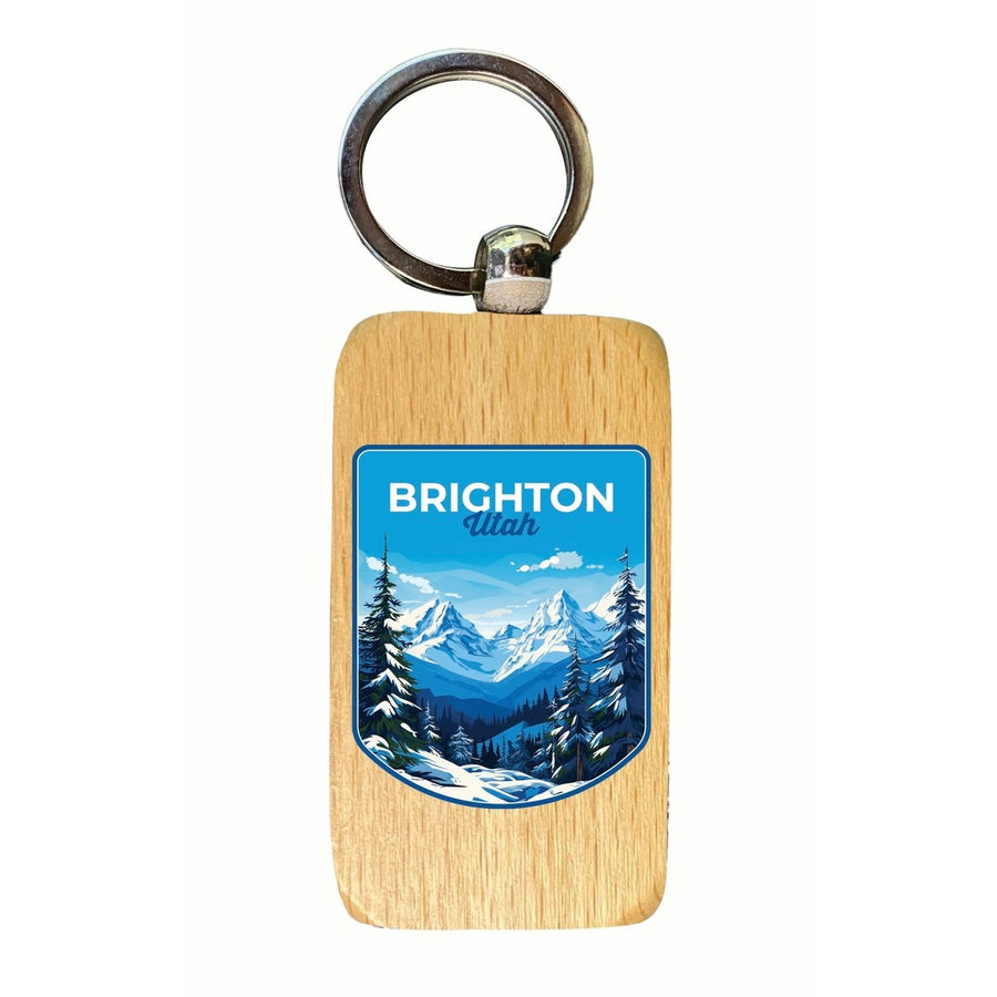 Brighton Utah Ski Resort Mountain Design Souvenir 2.5x1-Inch Souvenir Wooden Keychain Image 1