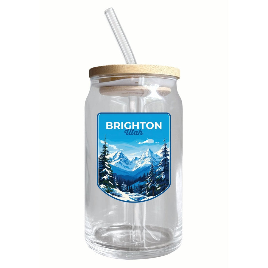 Brighton Utah Ski Resort Mountain Design Souvenir 12 oz Beer Can Glass Image 1