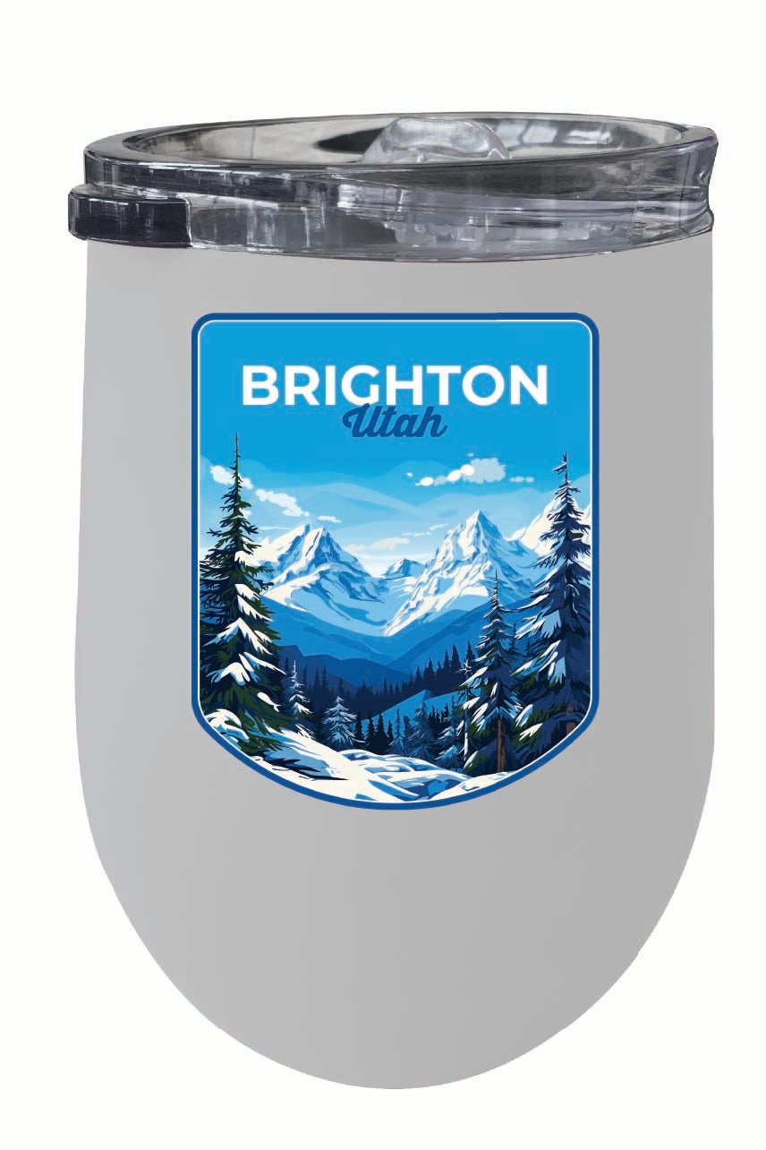 Brighton Utah Ski Resort Mountain Design Souvenir 12 oz Insulated Wine Stainless Steel Tumbler Image 1