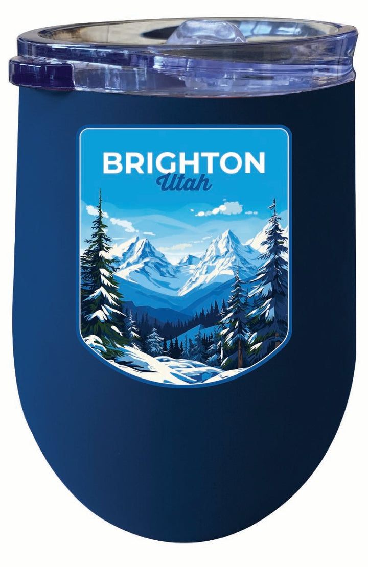 Brighton Utah Ski Resort Mountain Design Souvenir 12 oz Insulated Wine Stainless Steel Tumbler Image 2