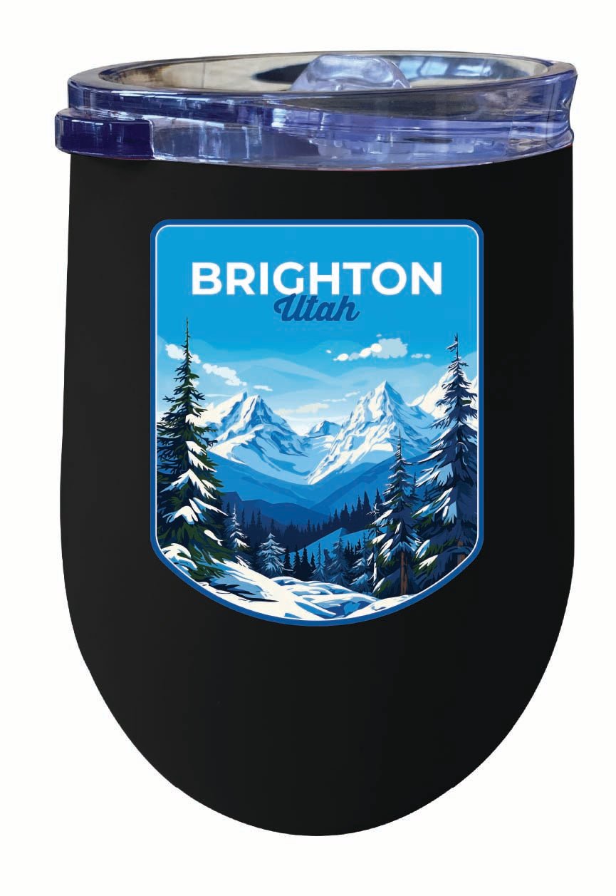 Brighton Utah Ski Resort Mountain Design Souvenir 12 oz Insulated Wine Stainless Steel Tumbler Image 3