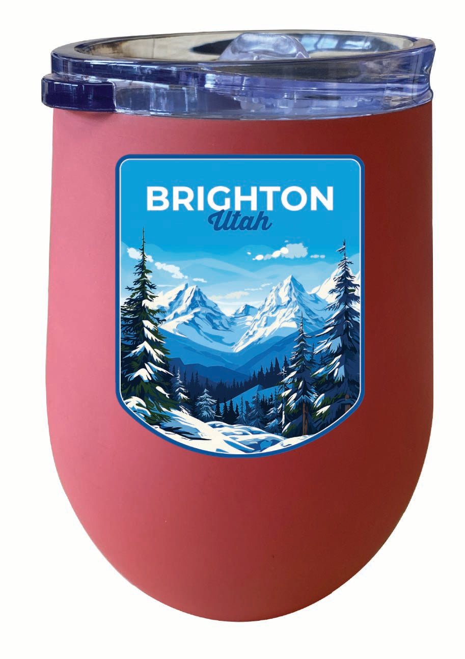 Brighton Utah Ski Resort Mountain Design Souvenir 12 oz Insulated Wine Stainless Steel Tumbler Image 4