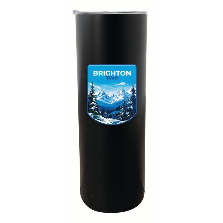 Brighton Utah Ski Resort Mountain Design Souvenir 20 oz Insulated Stainless Steel Skinny Tumbler Image 1