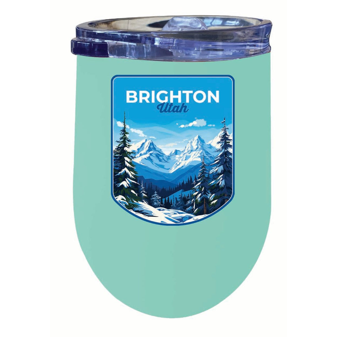 Brighton Utah Ski Resort Mountain Design Souvenir 12 oz Insulated Wine Stainless Steel Tumbler Image 6