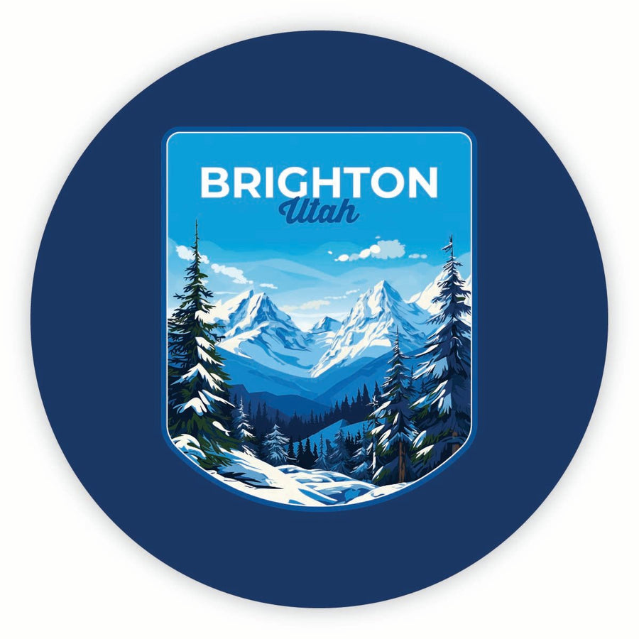 Brighton Utah Ski Resort Mountain Design Souvenir Round Fridge Magnet Image 1