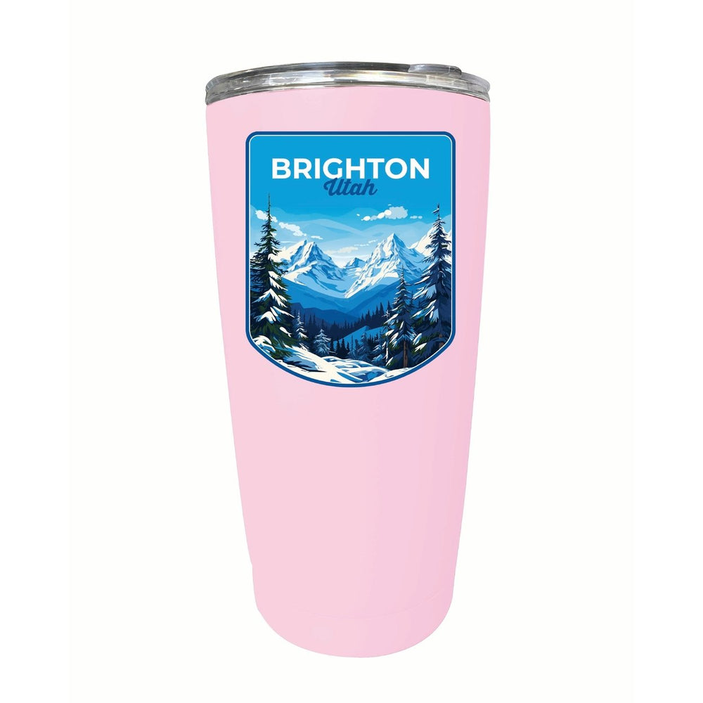 Brighton Utah Ski Resort Mountain Design Souvenir 16 oz Stainless Steel Insulated Tumbler Image 2