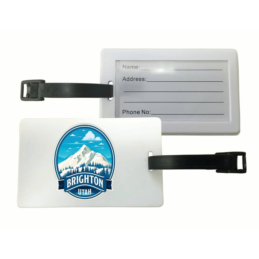 Brighton Utah Snowy Mountain Illustration Design Souvenir Luggage Tag Image 1