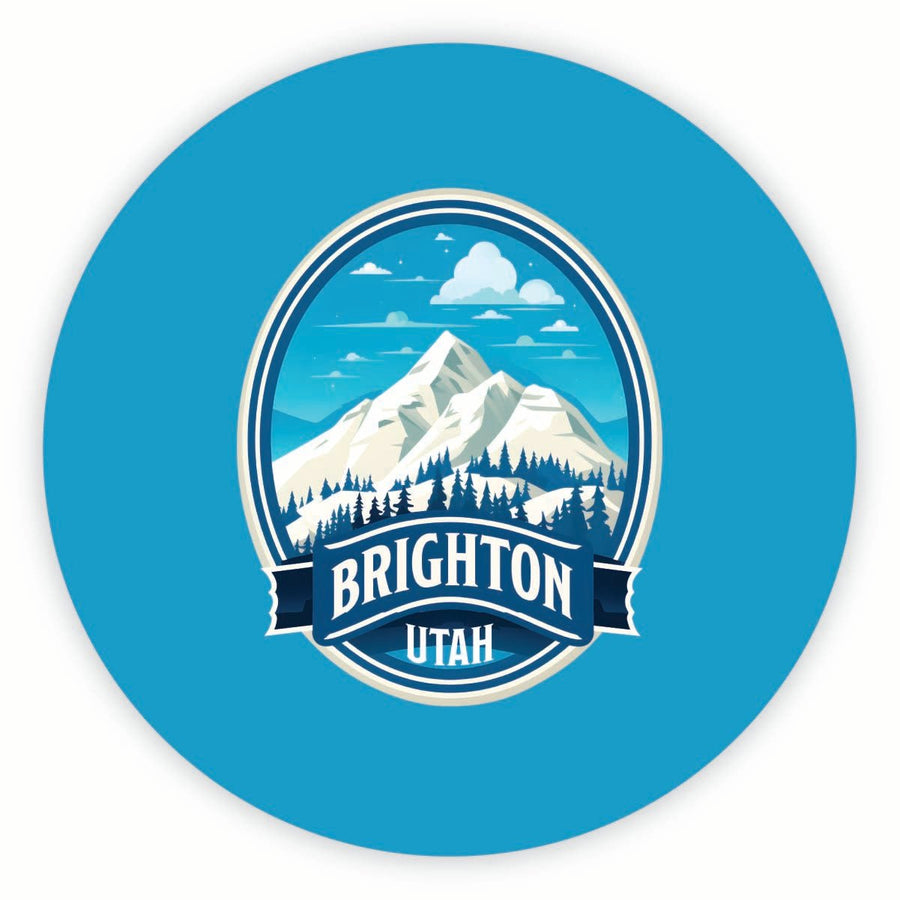 Brighton Utah Snowy Mountain Illustration Design Souvenir Round Fridge Magnet Image 1