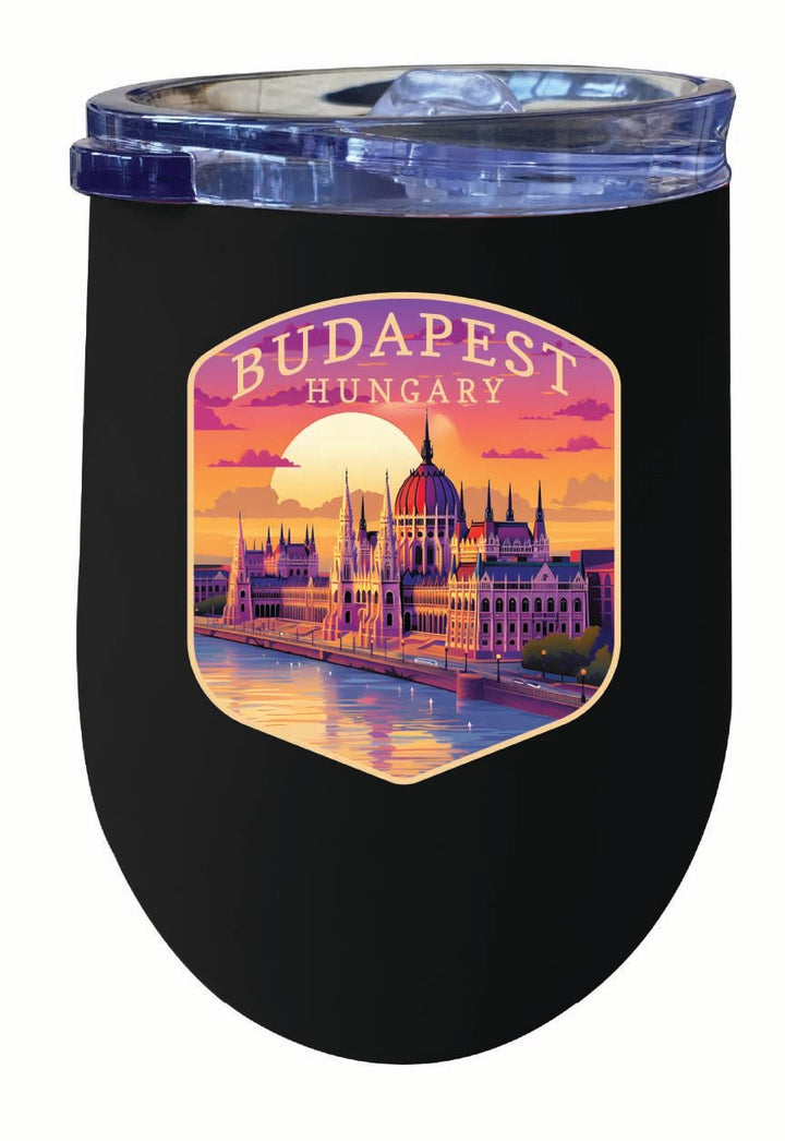 Budapest Hungary Parliament Building Design Souvenir 12 oz Insulated Wine Stainless Steel Tumbler Image 1