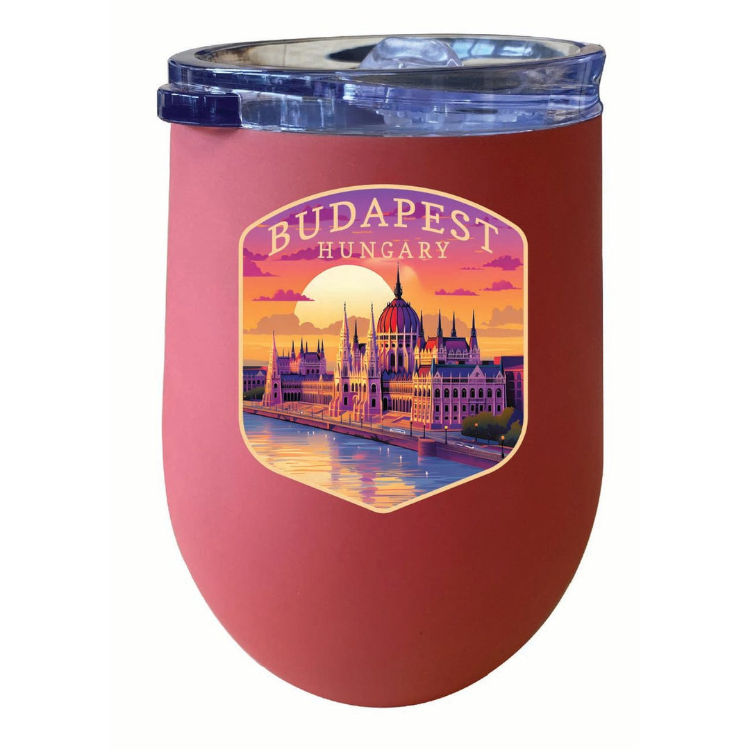 Budapest Hungary Parliament Building Design Souvenir 12 oz Insulated Wine Stainless Steel Tumbler Image 2