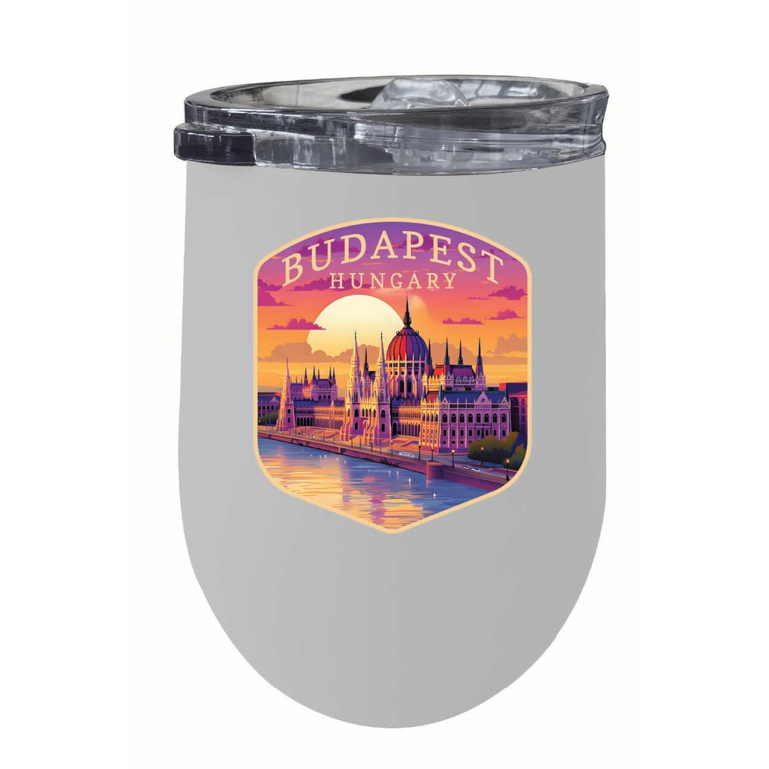 Budapest Hungary Parliament Building Design Souvenir 12 oz Insulated Wine Stainless Steel Tumbler Image 1