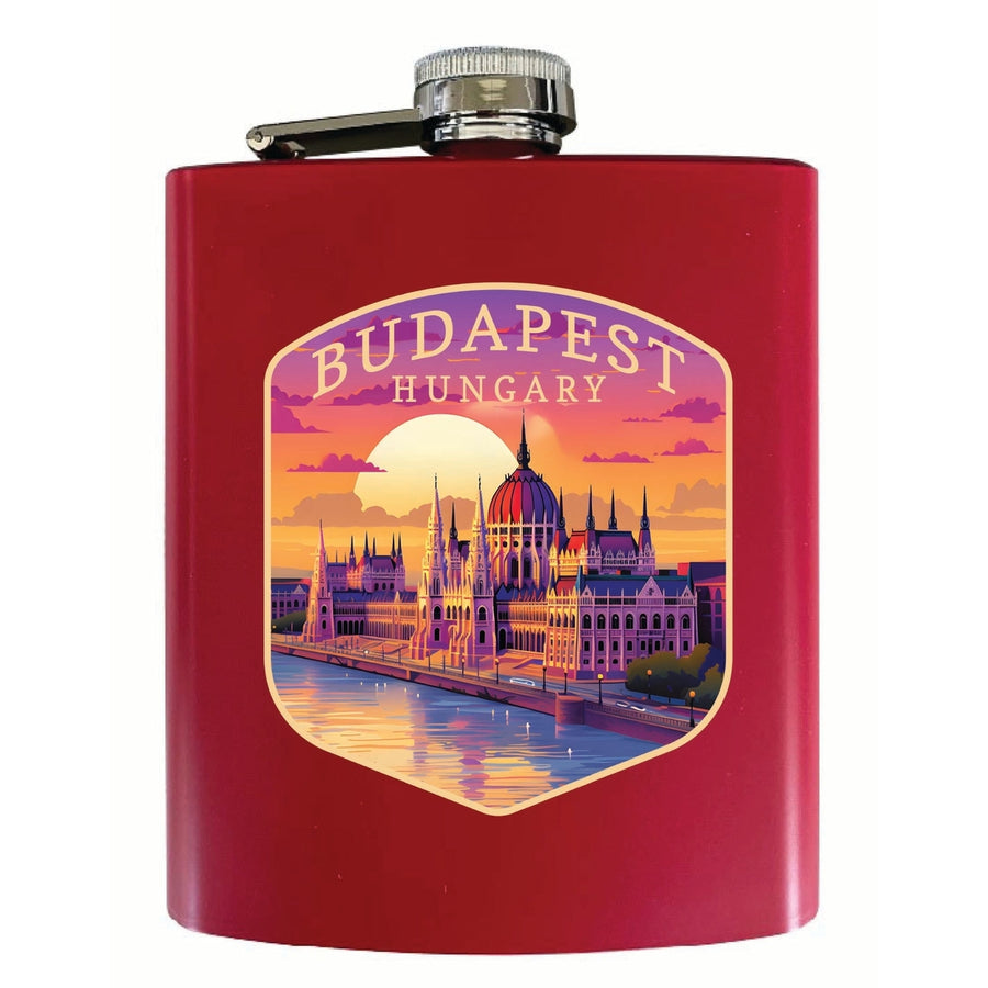 Budapest Hungary Parliament Building Design Souvenir 7 oz Steel Flask Matte Finish Image 1