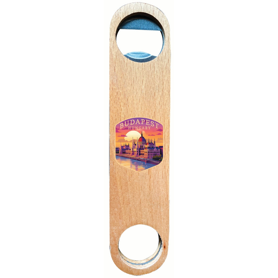 Budapest Hungary Parliament Building Design Souvenir Wooden Bottle Opener Image 1