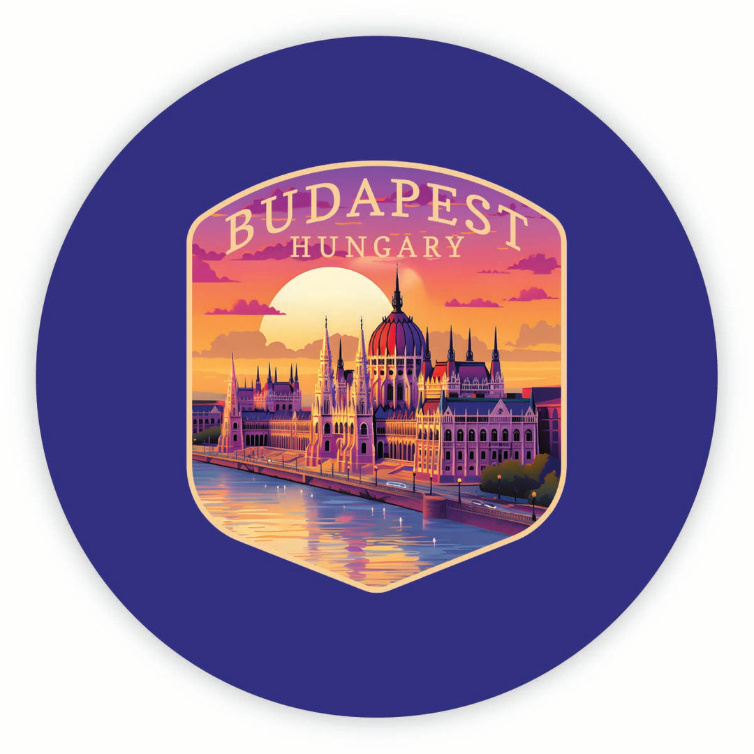 Budapest Hungary Parliament Building Design Souvenir Round Fridge Magnet Image 1