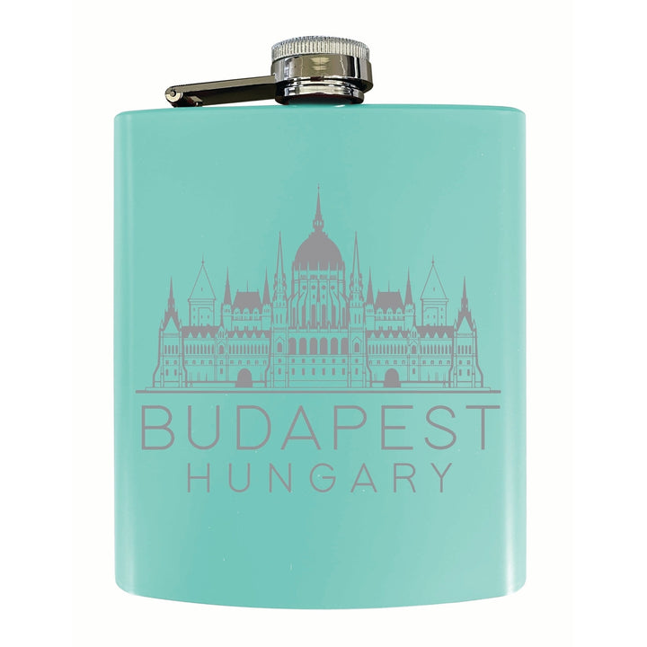 Budapest Hungary Souvenir 7 oz Engraved Steel Flask Matte Finish Image 1