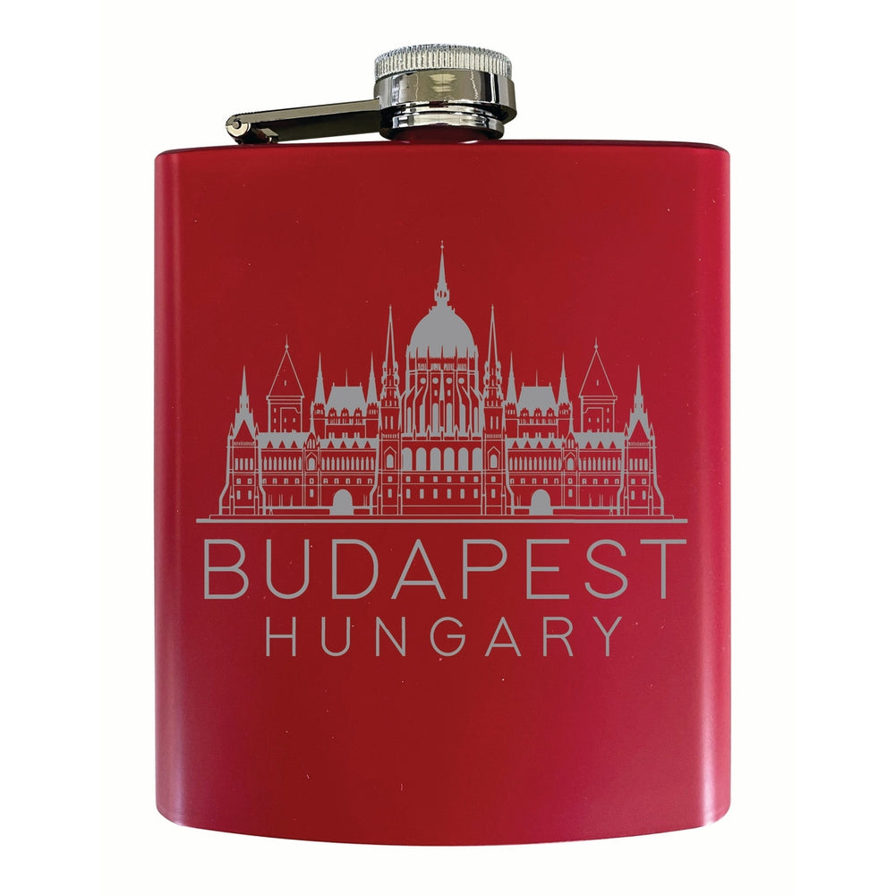 Budapest Hungary Souvenir 7 oz Engraved Steel Flask Matte Finish Image 2