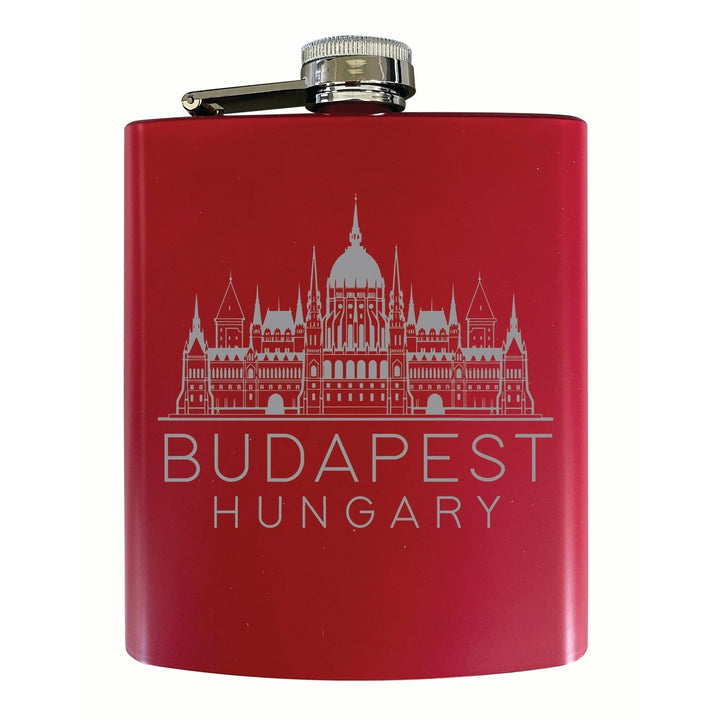 Budapest Hungary Souvenir 7 oz Engraved Steel Flask Matte Finish Image 1