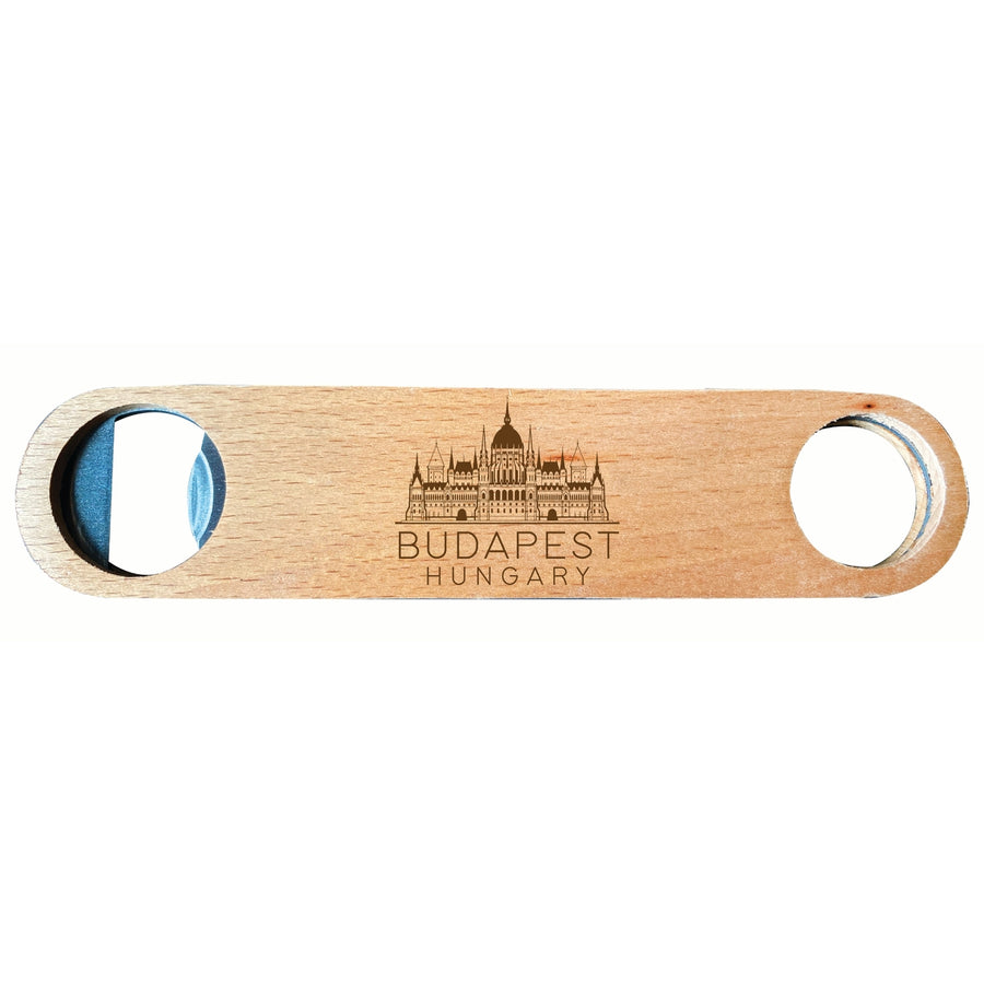 Budapest Hungary Souvenir Engraved Wooden Bottle Opener Image 1