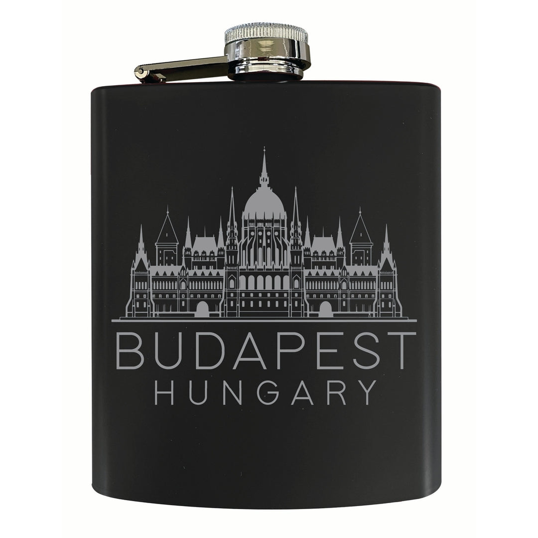 Budapest Hungary Souvenir 7 oz Engraved Steel Flask Matte Finish Image 4