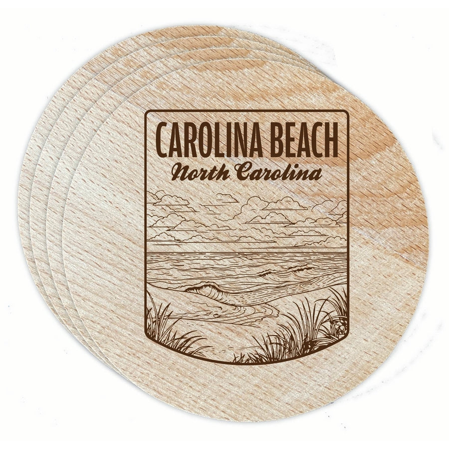 Carolina Beach North Carolina Souvenir Etched Coaster Wooden 3.5 x 3.5-Inch 4 Pack Image 1