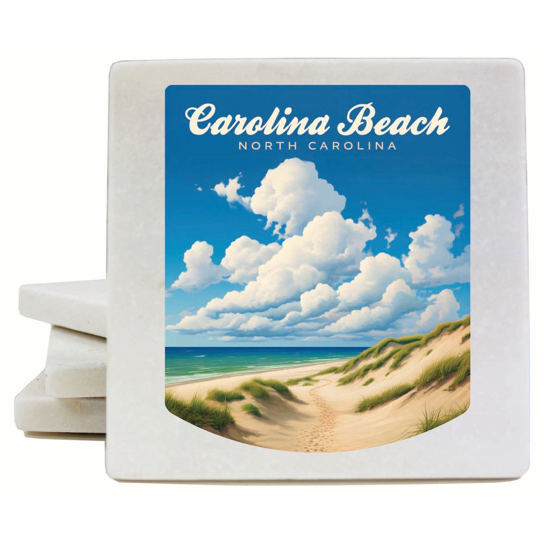 Carolina Beach North Carolina. Beach and Sand Dunes Design Souvenir 4x4-Inch Coaster Marble 4 Pack Image 1