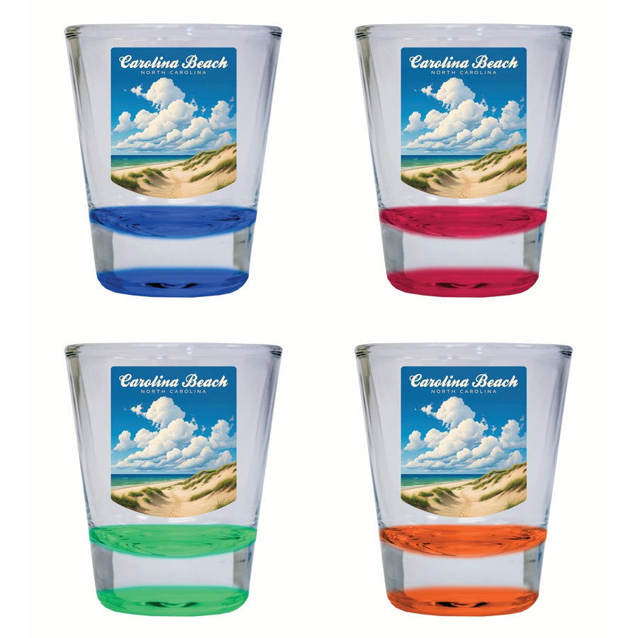 Carolina Beach North Carolina. Beach and Sand Dunes Design Souvenir 2 Ounce Shot Glass Round 4-Pack Multicolor Image 1