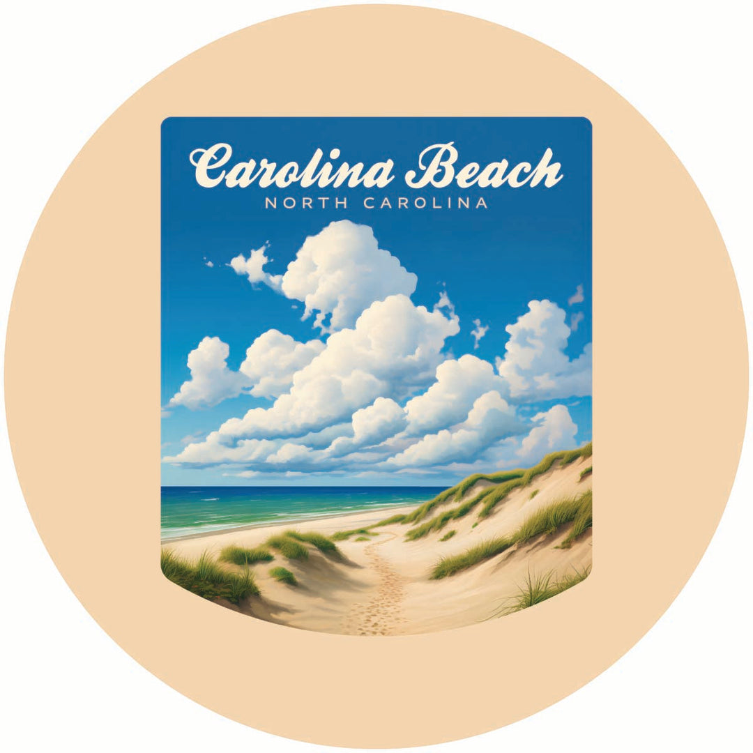 Carolina Beach North Carolina. Beach and Sand Dunes Design Souvenir Coaster Paper 4 Pack Image 1