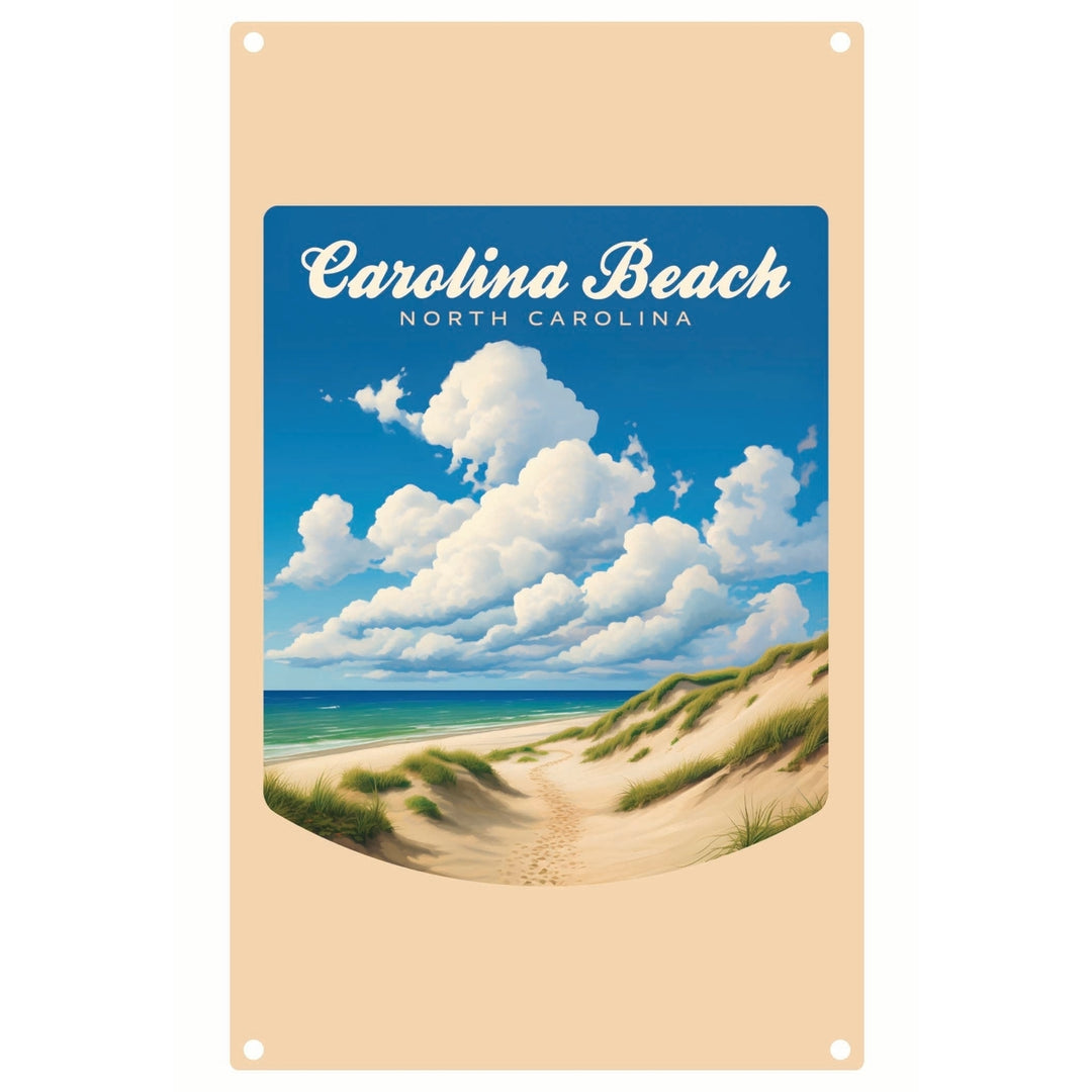 Carolina Beach North Carolina. Beach and Sand Dunes Design Souvenir Metal Sign 9 x 15 Image 1