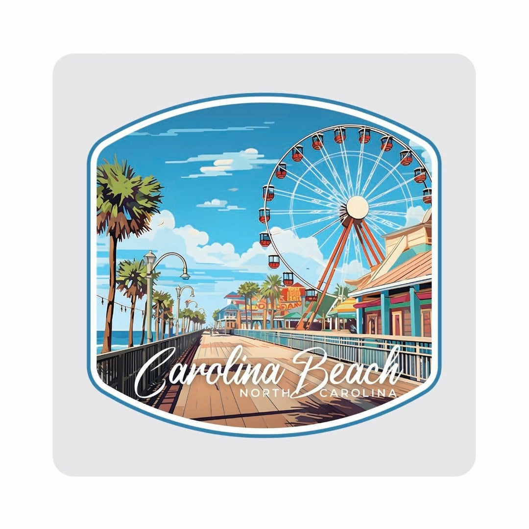 Carolina Beach North Carolina. Carolina Beach Pier Design Souvenir 4x4-Inch Coaster Acrylic 4 Pack Image 1