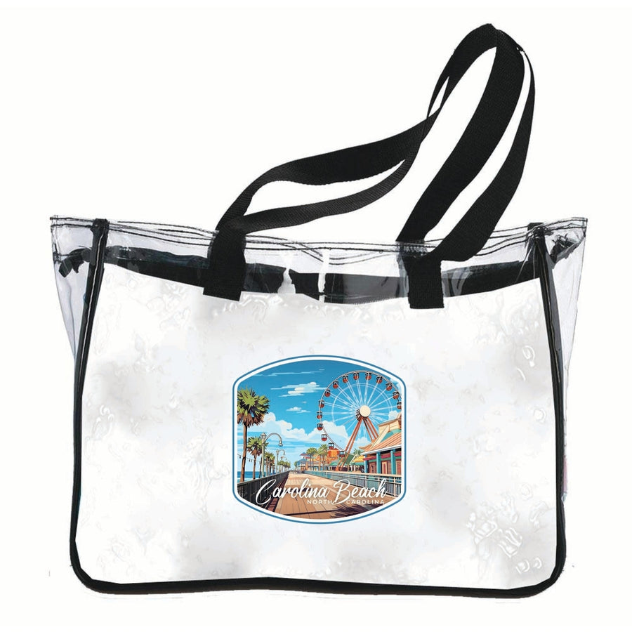 Carolina Beach North Carolina. Carolina Beach Pier Design Souvenir Clear Tote Bag Image 1