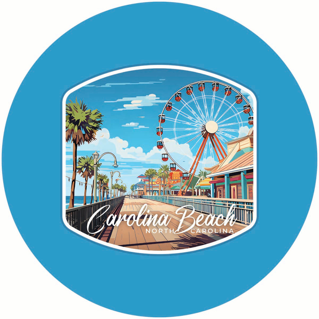 Carolina Beach North Carolina. Carolina Beach Pier Design Souvenir Coaster Paper 4 Pack Image 1