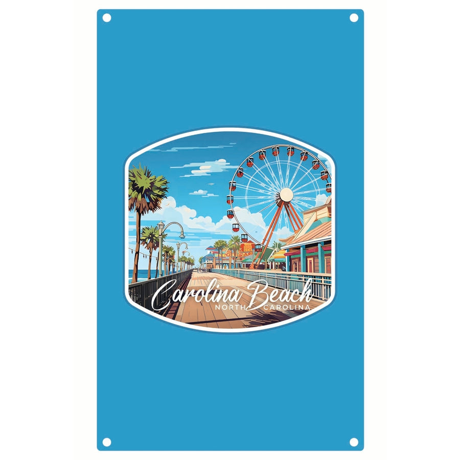 Carolina Beach North Carolina. Carolina Beach Pier Design Souvenir Metal Sign 9 x 15 Image 1