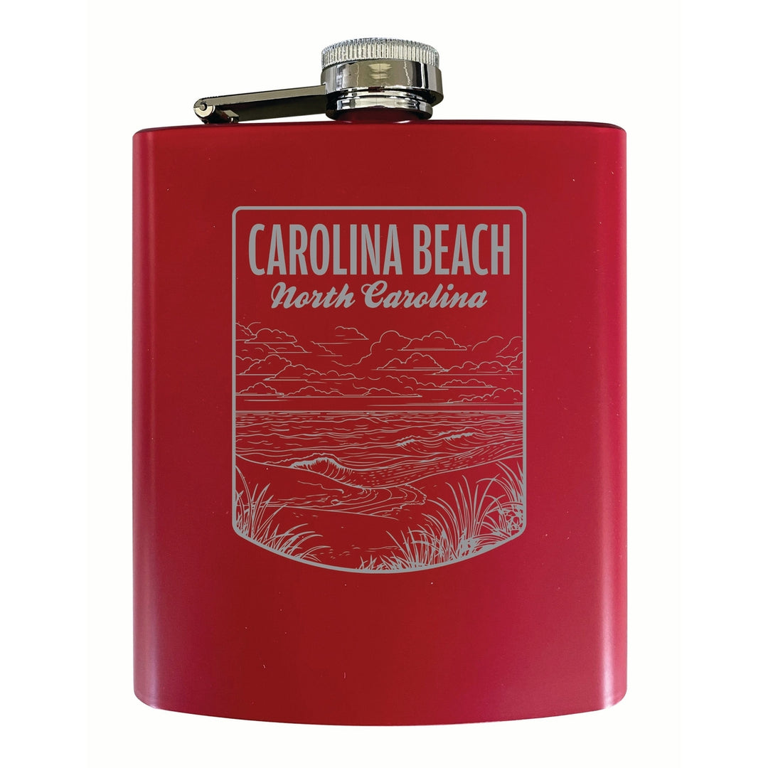 Carolina Beach North Carolina Souvenir 7 oz Engraved Steel Flask Matte Finish Image 1