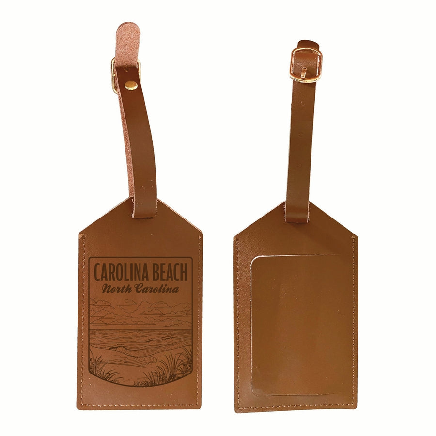 Carolina Beach North Carolina Souvenir Engraved Leather Luggage Tag Image 1