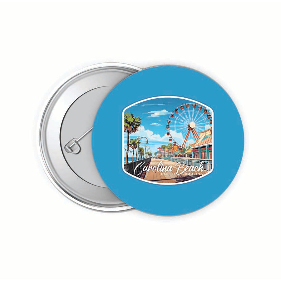 Carolina Beach North Carolina. Carolina Beach Pier Design Souvenir Small 2-Inch Button Pin 4 Pack Image 1