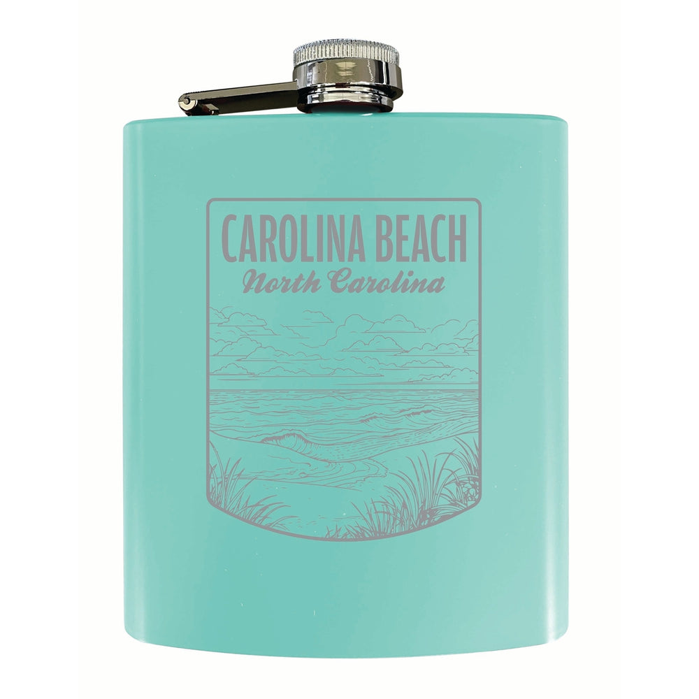 Carolina Beach North Carolina Souvenir 7 oz Engraved Steel Flask Matte Finish Image 2