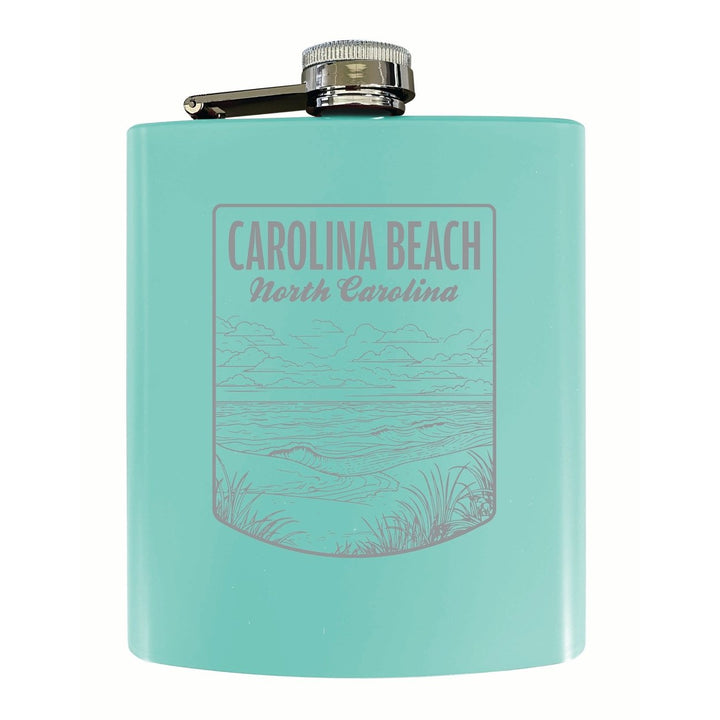 Carolina Beach North Carolina Souvenir 7 oz Engraved Steel Flask Matte Finish Image 1