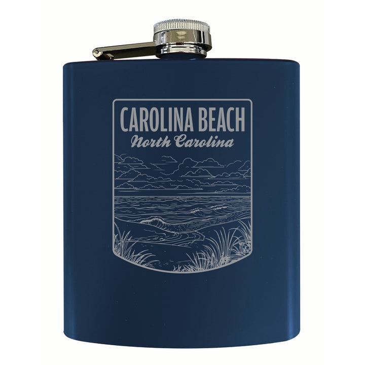 Carolina Beach North Carolina Souvenir 7 oz Engraved Steel Flask Matte Finish Image 3